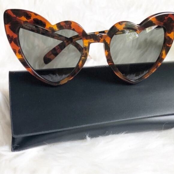 New! Saint Laurent Lou Lou Heart Shaped Sunglasses tortoise frames glasses main image 8